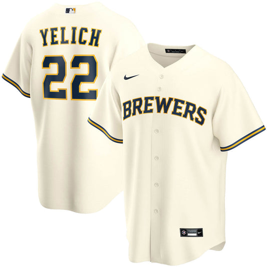 Youth Milwaukee Brewers Christian Yelich Home Player Jersey - Cream