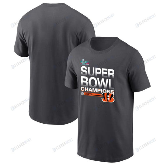 Super Bowl LVII Champions Cincinnati Bengals Locker Room Trophy Collection Dark Heather Men T-Shirt