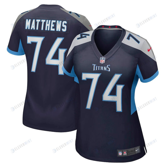 Bruce Matthews 74 Tennessee Titans Women Retired Jersey - Navy