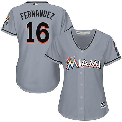 Women's Miami Marlins Jose Fernandez Replica Road Jersey - Gray