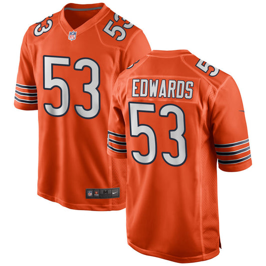 T.J. Edwards Chicago Bears Nike Alternate Game Jersey - Orange