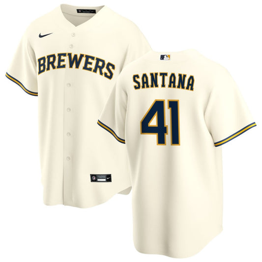 Carlos Santana Milwaukee Brewers Nike Home Replica Jersey - Cream