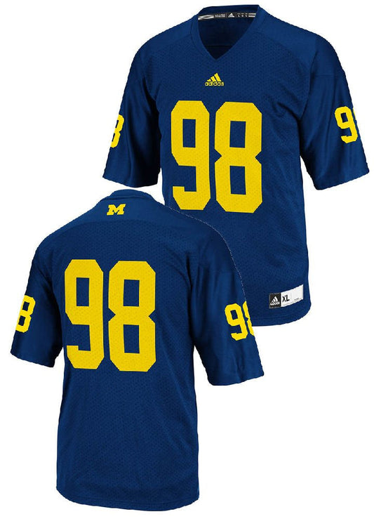 adidas Michigan Wolverines #98 Blue Replica Performance Football Jersey