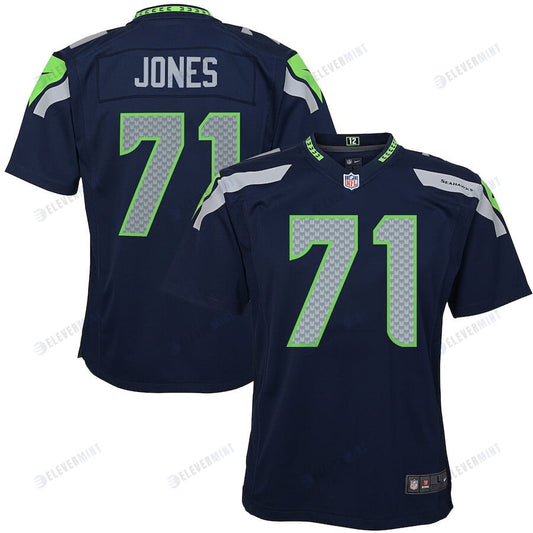 Walter Jones 71 Seattle Seahawks YOUTH Retired Game Jersey - Navy Blue