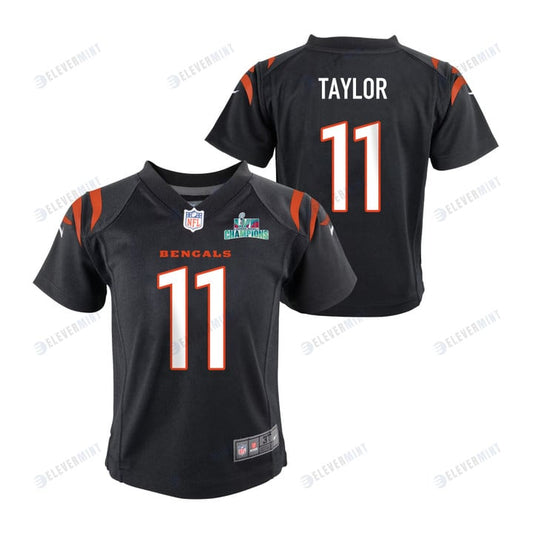 Trent Taylor 11 Cincinnati Bengals Super Bowl LVII Champions Youth Game Jersey - Black