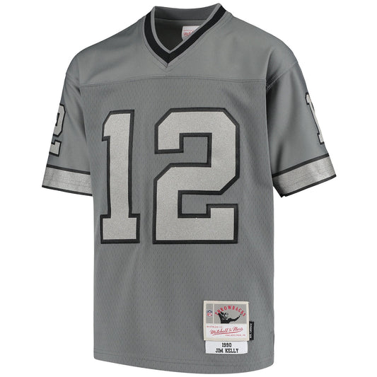 Boys' Grade School Jim Kelly Mitchell & Ness Bills 1990 Retired Metal Replica Jersey - Grey