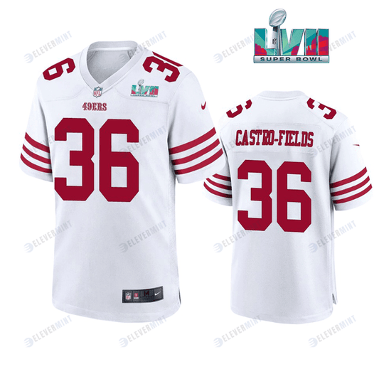 Tariq Castro Fields 36 San Francisco 49Ers Super Bowl LVII White Men Game Jersey