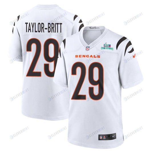 Cam Taylor-Britt 29 Cincinnati Bengals Super Bowl LVII Champions Men Game Jersey - White