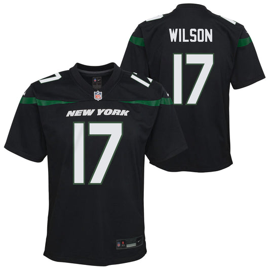 Youth Garrett Wilson New York Jets Black Game Replica Jersey