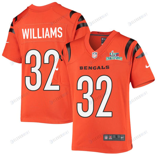 Trayveon Williams 32 Cincinnati Bengals Super Bowl LVII Champions Youth Alternate Game Jersey - Orange