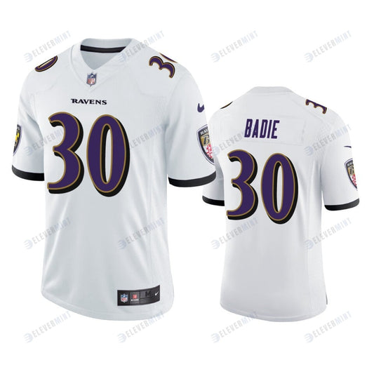 Baltimore Ravens Tyler Badie 30 White Vapor Limited Jersey