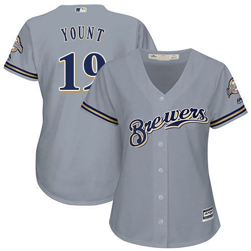 Women's Milwaukee Brewers Robin Yount Replica Road Jersey - Gray