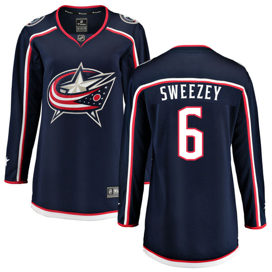 Billy Sweezey Columbus Blue Jackets Fanatics Branded Women's Home Breakaway Jersey - Navy