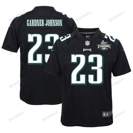 C.J. Gardner-Johnson 23 Philadelphia Eagles Super Bowl LVII Champions 2 Stars Youth Game Jersey - Black