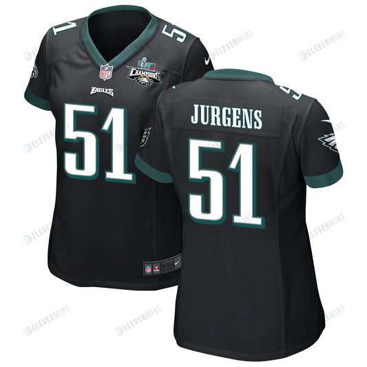 Cam Jurgens 51 Philadelphia Eagles Super Bowl LVII Champions 2 Stars Women Game Jersey - Black